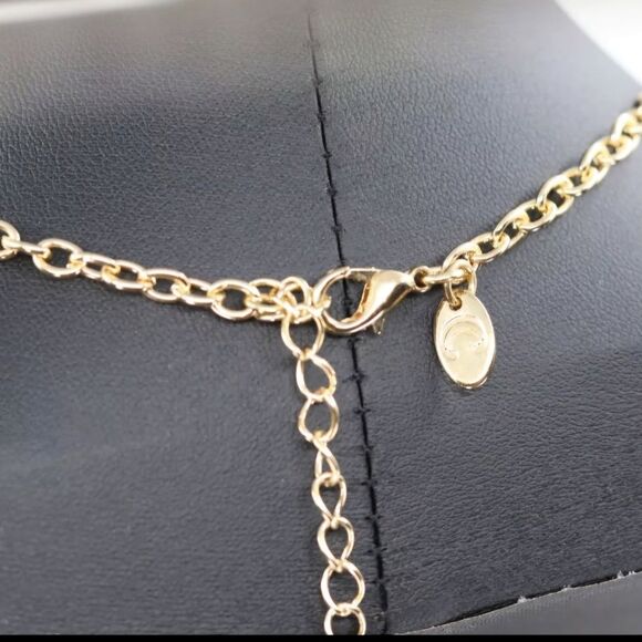 Charming Charlie necklace choker red flower cluster resin gold tone 18" NWOT - Picture 9 of 9